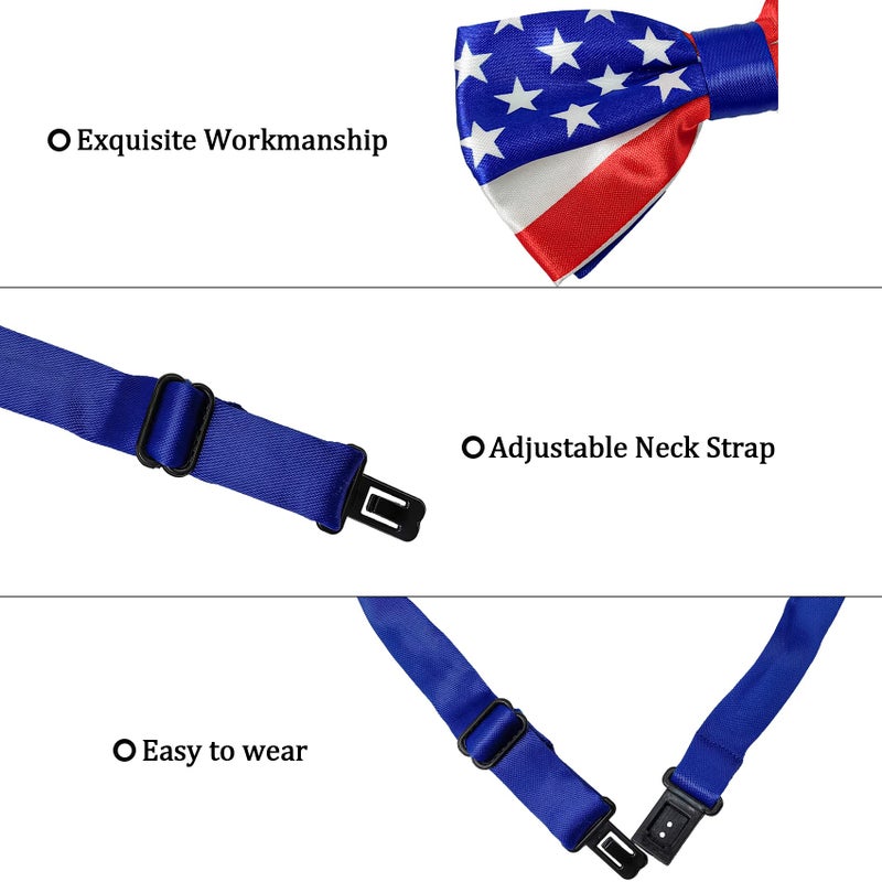 SYAYA Men's Bow Tie, Pre-Tied Satin Bowtie for Men Clip-On Formal Tuxedo or Weddings & Easter Day Dinner Parties & Events N-M-T5 (Flag - Independence Day) - Image 5